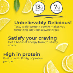 Power Crunch Lemon Meringue bar front view, inviting flavor and protein boost on the go.