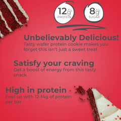 Power Crunch Red Velvet bar showing creamy cheese filling and texture
