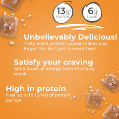 Power Crunch Salted Caramel crisp wafer highlighting satisfying crunch and flavor.