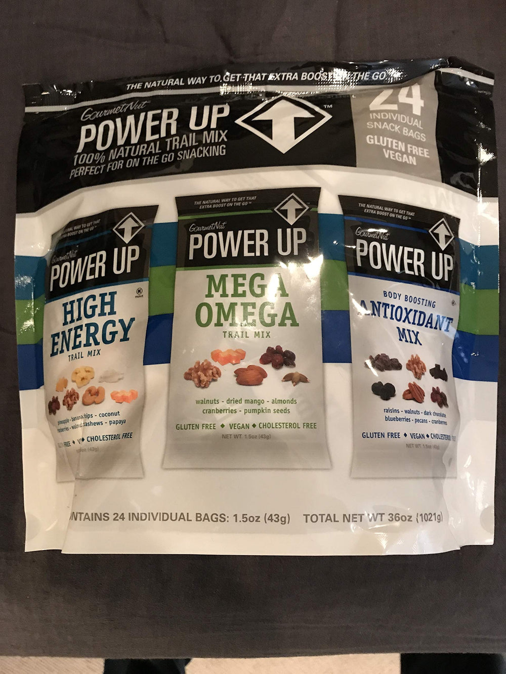 Power Up Mega Omega Trail Mix bag for on-the-go energy.