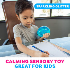 Power Your Fun Arggh glitter ball blue safe sensory toy for kids and adults