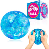 Power Your Fun Arggh glitter stress ball blue close up for stress relief and focus