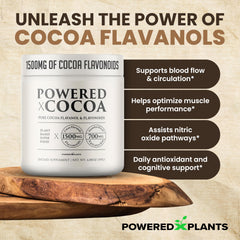 Powered X Plants Cocoa Powder scoop representing convenient daily servings