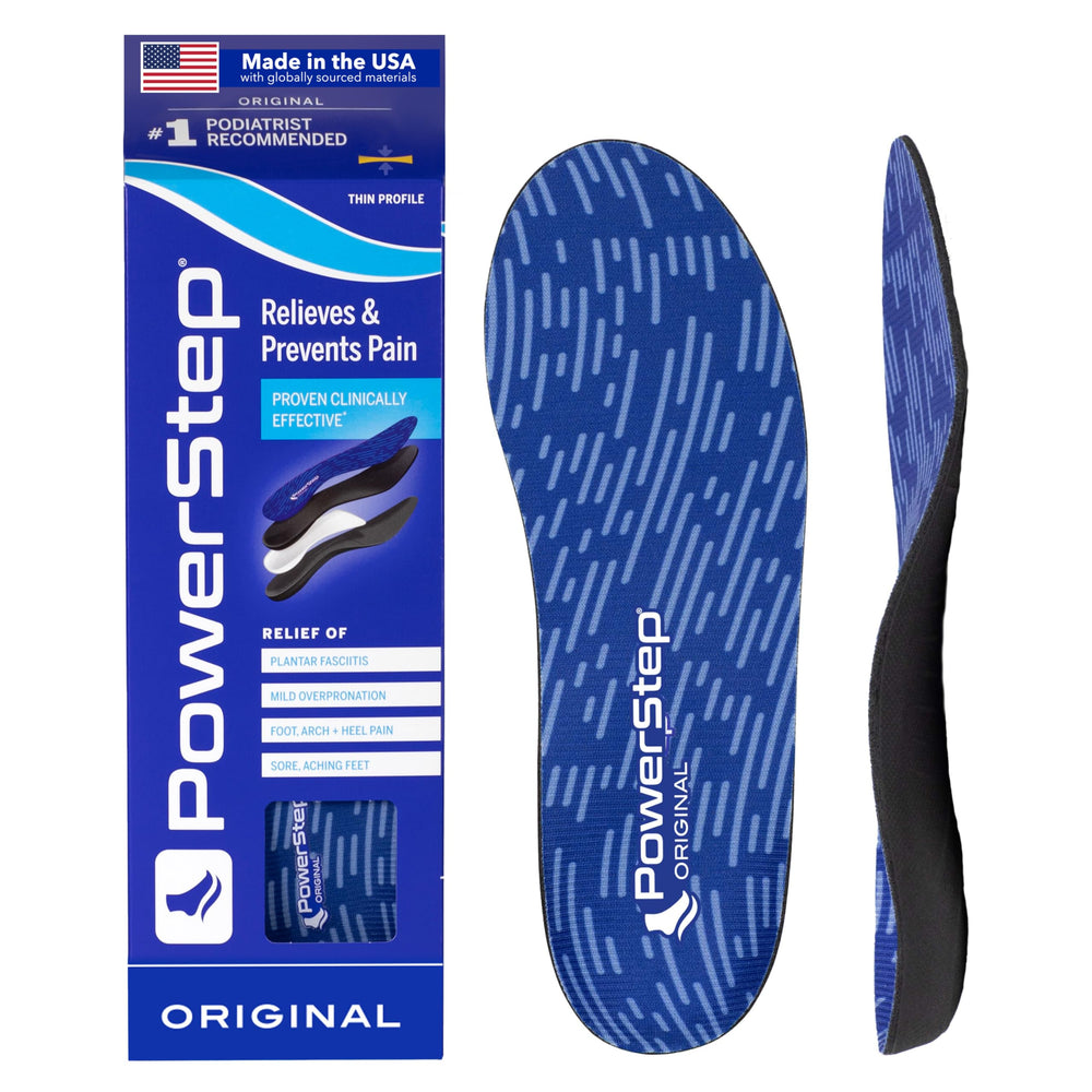 PowerStep Original insoles with full-length arch support for snug, comfortable footwear.