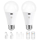 Powfloven rechargeable light bulb with remote control provides cordless lighting across the room.