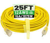 POWGRN 25 ft outdoor extension cord with lighted end for safe nighttime setups