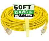 POWGRN 50ft outdoor extension cord waterproof for heavy outdoor power tasks.