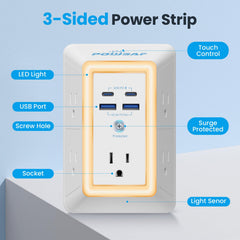 POWSAF night light glowing softly for bedside convenience