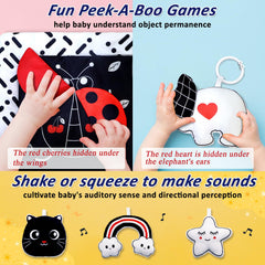 Poycuna mirror-and-rattle image demonstrates engaging self-discovery and auditory tracking.