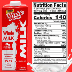 Prairie Farms ultra-pasteurized milk close-up, showcasing quality and freshness.