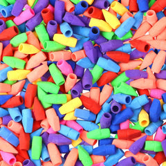 PRALB pencil top eraser caps in assorted colors for classroom rewards and neat erasing.