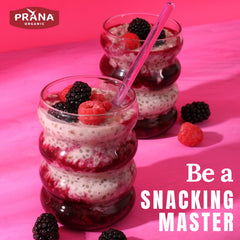 Mason jar with Prana oats and chia mix for quick morning prep.