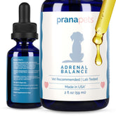 PranaPets Adrenal Balance drops bottle for dogs supports hormonal balance.
