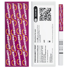 Pregmate bottle with 50 strips for easy storage and quick access.