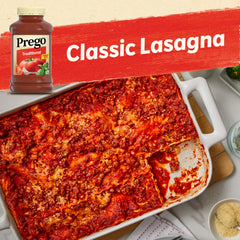 Pouring Prego sauce, a quick flavorful base for weeknight meals.