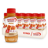 Premier Protein Minis caramel bottle for on-the-go fueling.