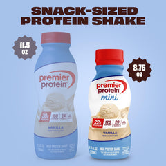 Premier Protein Minis Vanilla nutrition panel close-up for quick checks.