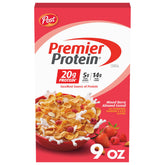 Premier Protein Mixed Berry Almond Cereal box front showing 20g protein