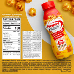 Premier Protein Salted Caramel Popcorn pack shot ideal for quick snack planning.