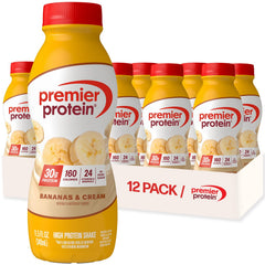 Premier Protein Bananas & Cream bottle ready for a quick protein boost