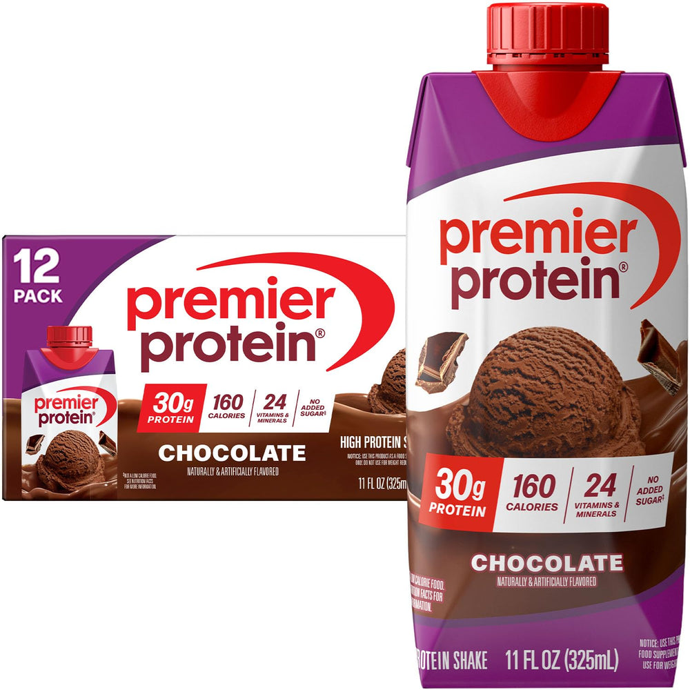 Premier Protein Shake Chocolate bottle provides convenient on the go protein for busy days.