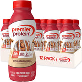 Premier Protein Shake Cinnamon Roll bottle shown for on-the-go fueling with 30g protein