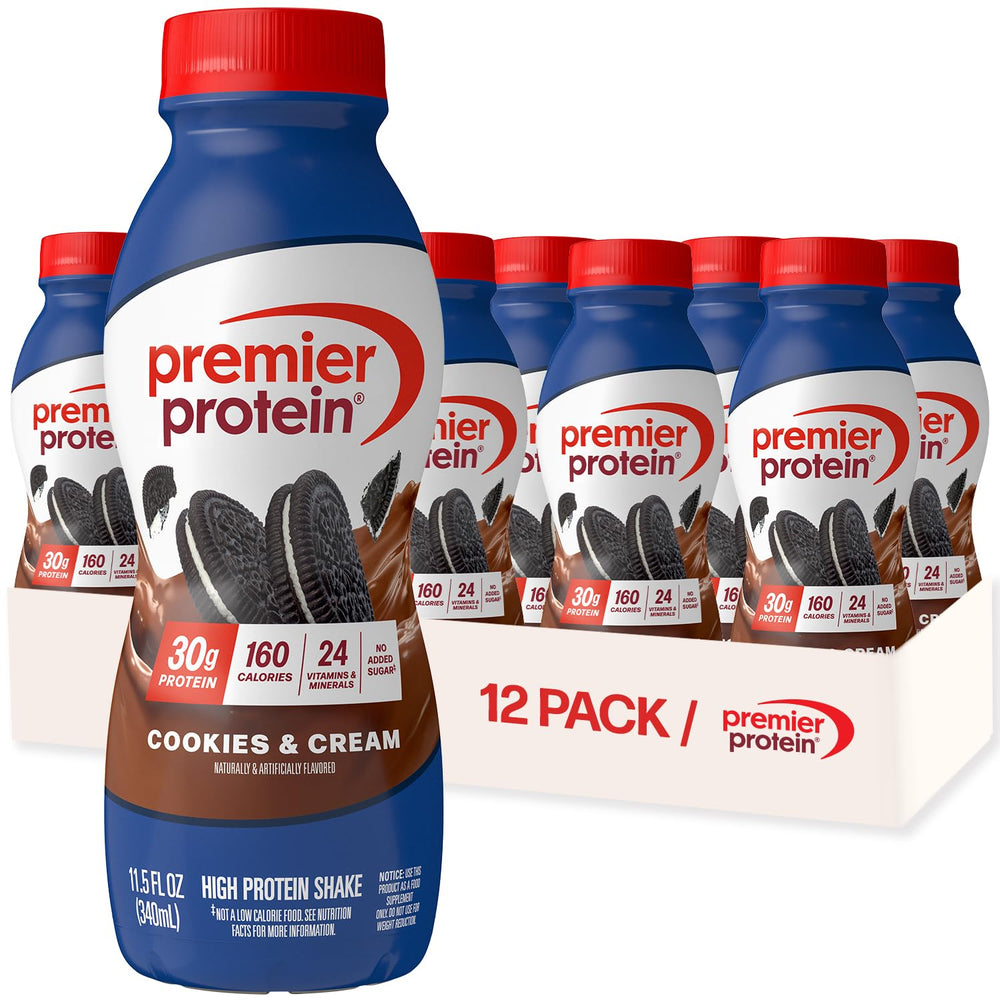 Premier Protein Shake Cookies & Cream bottle for on-the-go protein