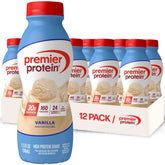 Premier Protein Shake Vanilla bottle showing convenient on-the-go protein for busy days.