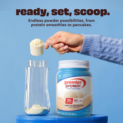Premier Protein Vanilla Milkshake blended into smoothie for creamy texture and flavor