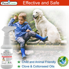 Premo Guard applied to bedding areas protects pets and home surfaces.