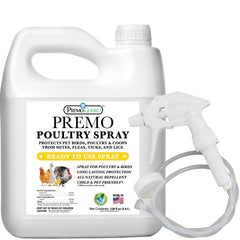 Premo Guard Poultry Spray bottle pour showing natural plant-based formula