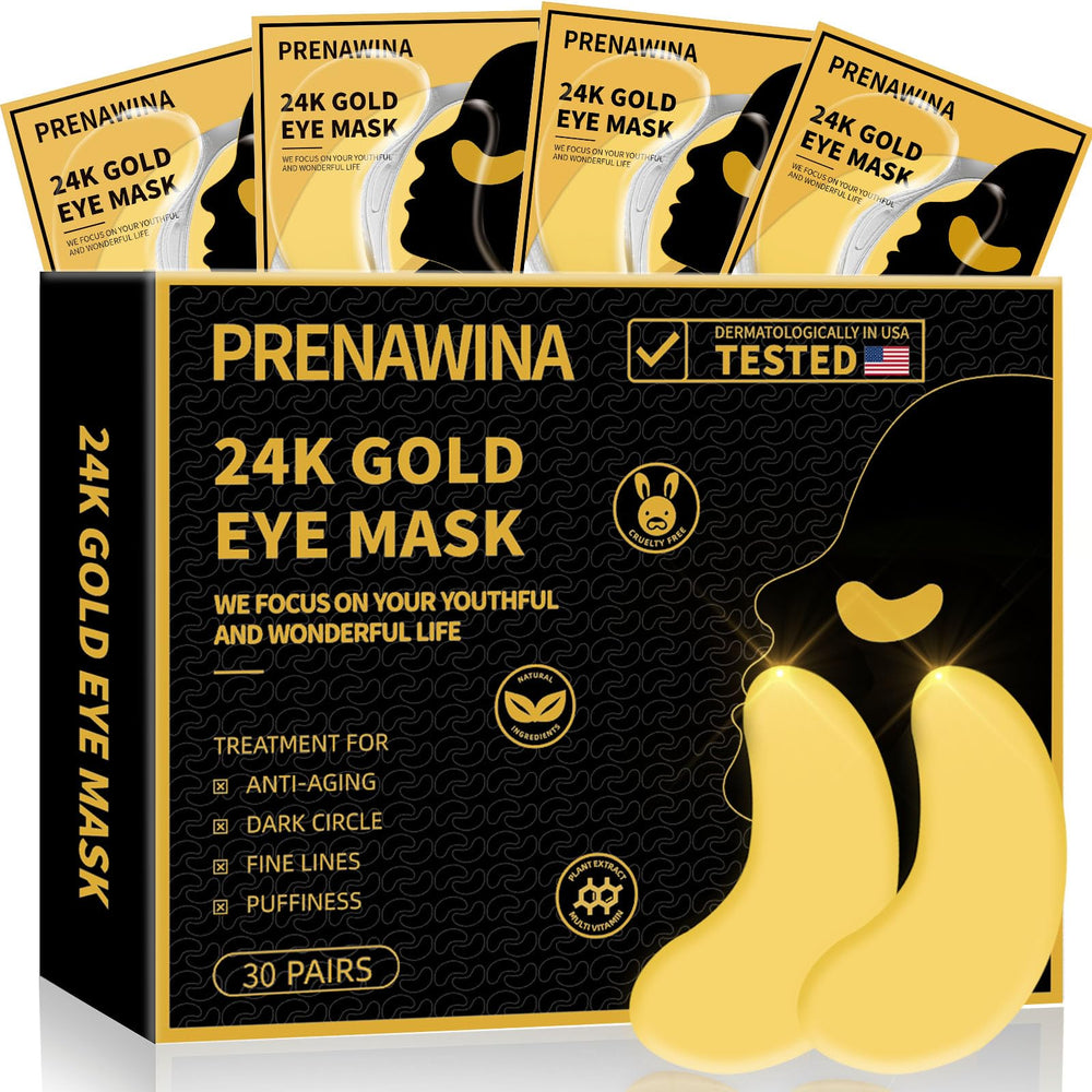 Prenawina 24K gold under eye patches close-up for a refreshing look