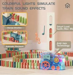 PREPHY Domino Train Lights and Sounds enhance movement and sensory engagement for interactive learning.