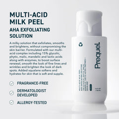 Prequel Skin Multi-Acid Milk Peel with drops for even application.