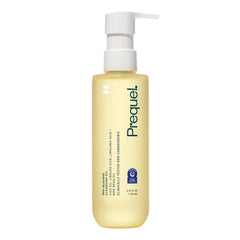 Prequel Skin Pre-Gleanse bottle pour showing easy makeup removal for daily routine