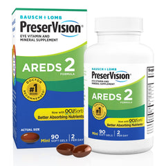 PreserVision AREDS2 formula bottle shown for easy daily eye vitamin routine