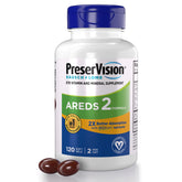 PreserVision AREDS2 vegan softgels bottle with clear label for easy daily use.