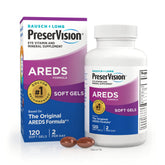 PreserVision eye vitamins bottle with AREDS label for age-related support.