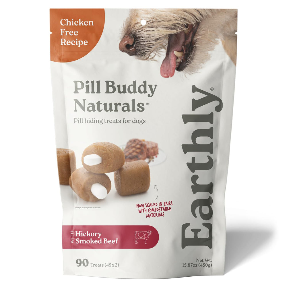 Presidio Pill Buddy Beef Treat in a pouch conceals pills for dogs on the go