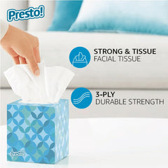 Presto! Ultra-Soft tissues demonstrate durable strength for quick cleanups around desks and counters