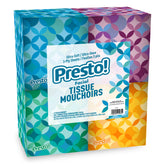 Presto! Ultra-Soft 3-Ply tissues in four cube boxes, ideal for everyday room use