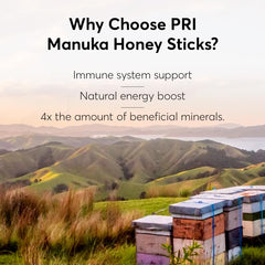 PRI Manuka Honey Sticks close-up reveals rich amber color