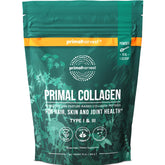 Primal Harvest collagen powder tub front highlights 9 g protein per serving.
