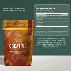 Primal Harvest creatine powder scoop showing 5 g serving