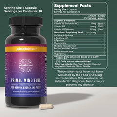 Close-up of Primal Mind Fuel capsules for daily energy support