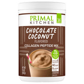 Primal Kitchen Chocolate Collagen Fuel bottle pour shows dairy-free convenience and flavor