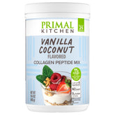Primal Kitchen Vanilla Coconut Collagen Fuel tub showcasing dairy-free formula for skin and hair.
