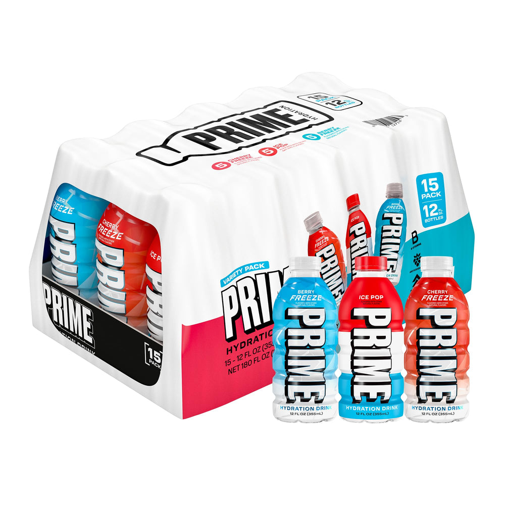 PRIME Hydration Berry Freeze bottle offers electrolyte-rich refreshment with zero added sugar.