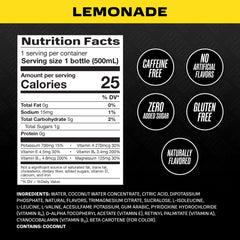 Prime Hydration Lemonade bottle pour for quick rehydration during activity.