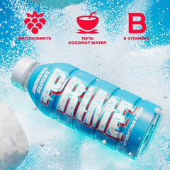 Close-up of PRIME Hydration Snowball Slushy label showing ingredients